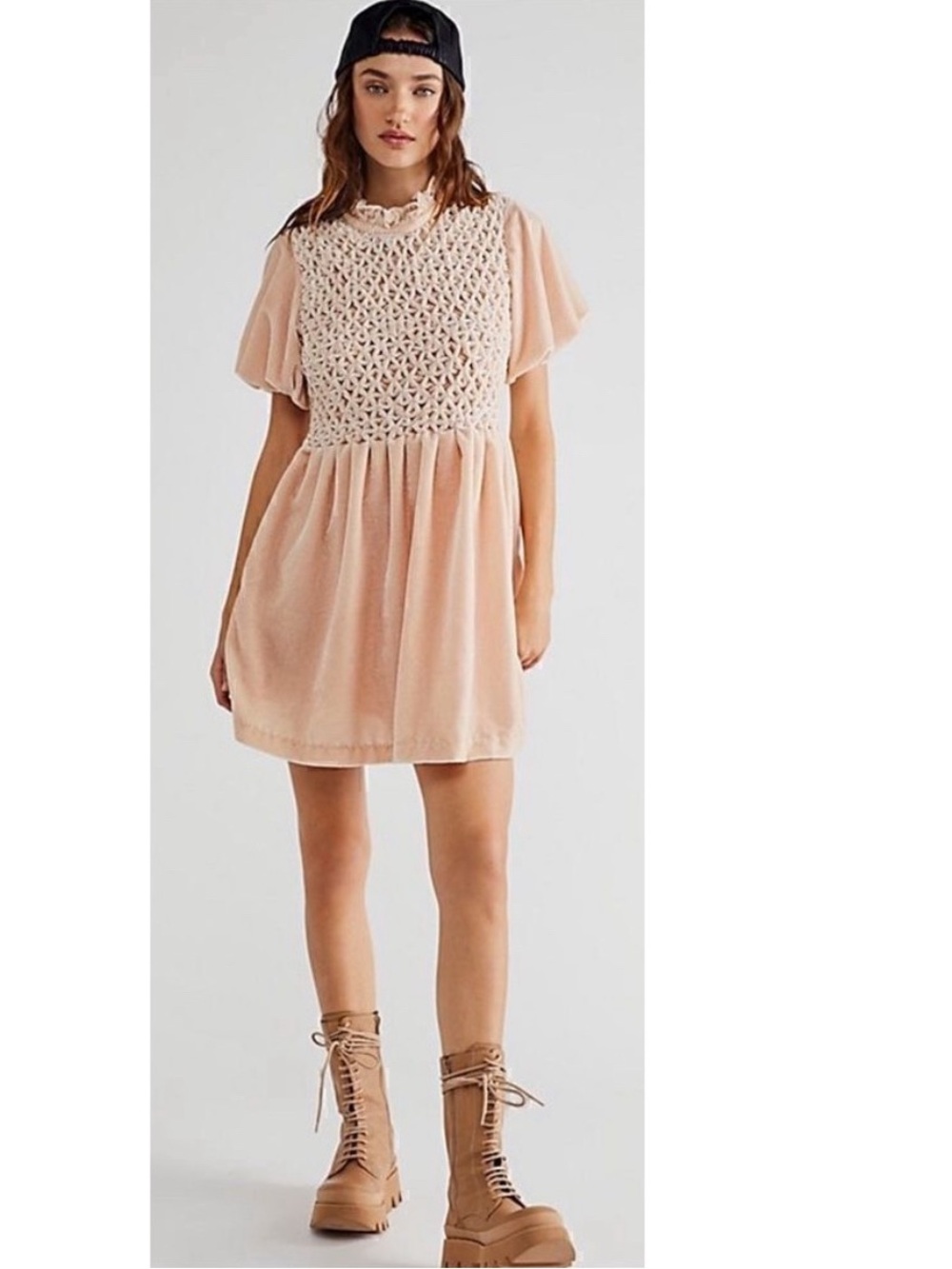Free People Velvet Champagne Toast Ruffle Gum Drop Mini Dress Size XL